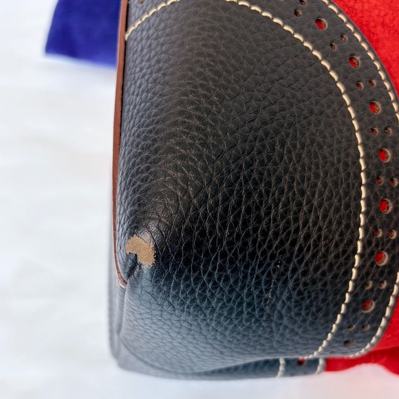 Dooney & Bourke Red Suede & Brown Pebbled Leather Bag with Wallet & Dust Bag - Picture 4 of 16